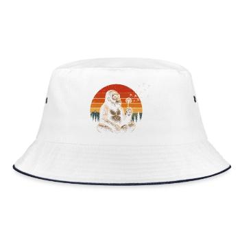 Affenfreund im Sonnenuntergang - Bucket Hat - Weiß/Navy - Vorne