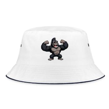 Gorilla Power Hero with Sunglasses - Bucket Hat - white/navy - Front