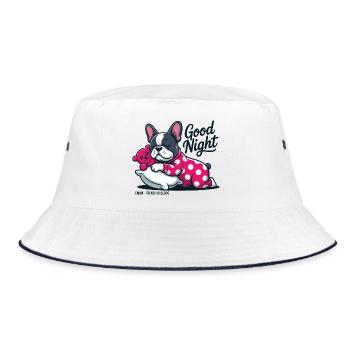 Good Night Emma French Bulldog Sleeping - Bucket Hat - white/navy - Front