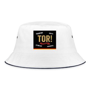 TOR! Deutschland Fan Kissen - Bucket Hat - Weiß/Navy - Vorne