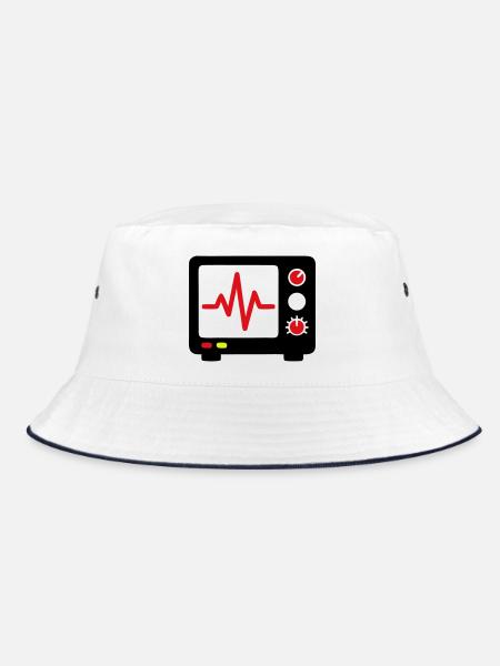 EKG Monitor Herzschlag Medizin - Bucket Hat - Weiß/Navy - Vorne