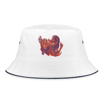 Farbwirbel-Herz Marmormuster - Bucket Hat - Weiß/Navy - Vorne