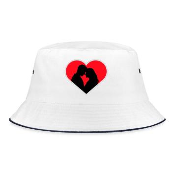 Paar Silhouette Liebe Romantik Valentinstag Freund - Bucket Hat - Weiß/Navy - Vorne