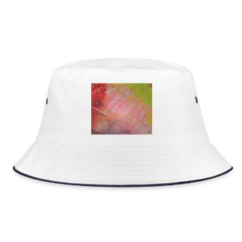 Neon Diagonal Stripe Abstract - Bucket Hat - white/navy - Front