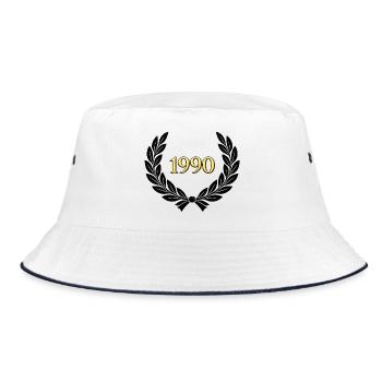 Jahrgang Lorbeer  - Bucket Hat - Weiß/Navy - Vorne
