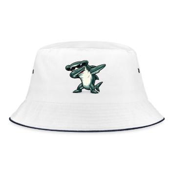 Dabbing hammerhead shark - Bucket Hat - white/navy - Front