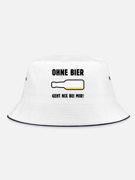 Ohne Bier Geht Nix Bei Mir! (Bierchen / POS 3C) - Bucket Hat - Weiß/Navy - Vorne