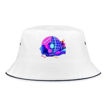 Verschmelzung von KI und menschlicher Intelligenz - Bucket Hat - Weiß/Navy - Vorne