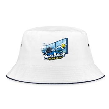 An die Bande Tennis Cartoon Spruch - Bucket Hat - Weiß/Navy - Vorne