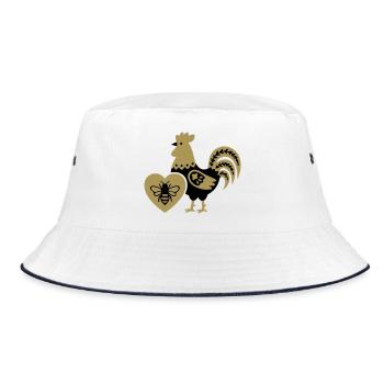  Hahn Biene Bauernhof Cottagecore Landleben - Bucket Hat - Weiß/Navy - Vorne