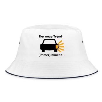 Der neue Trend - (immer) blinken! - Bucket Hat - Weiß/Navy - Vorne
