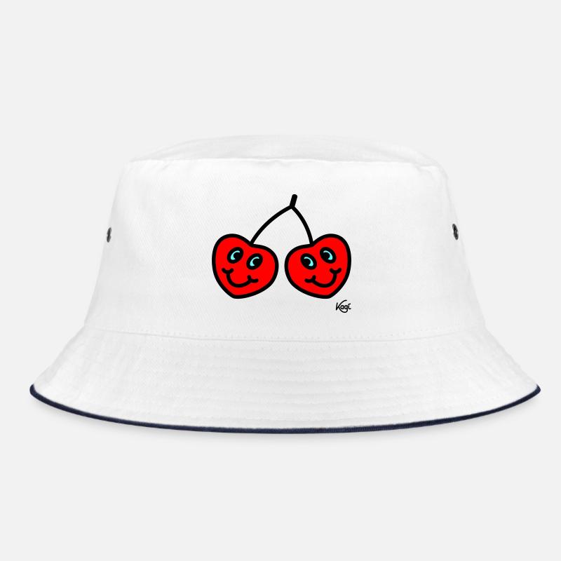 Zwillinge Kirschen groß - Bucket Hat - Weiß/Navy