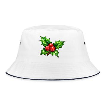 Holly with Berries - Bucket Hat - white/navy - Front