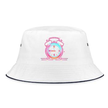 Retro Bell Clock - Bucket Hat - white/navy - Front