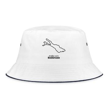 Grüße vom Bodensee Souvenir T-Shirt Urlaub - Bucket Hat - Weiß/Navy - Vorne