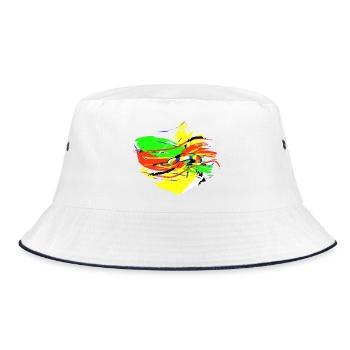 Yoga Pose - Child Asana - Abstract - Bucket Hat - white/navy - Front