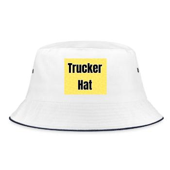 Trucker Hat Text Print Yellow - Bucket Hat - white/navy - Front