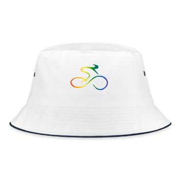 Rennrad Regenbogen - Bucket Hat - Weiß/Navy - Vorne