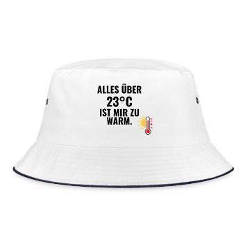Alles über 23°C ist mir zu warm. - Bucket Hat - Weiß/Navy - Vorne