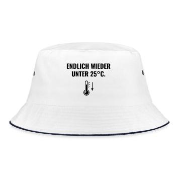 Endlich wieder unter 25°C. - Bucket Hat - Weiß/Navy - Vorne