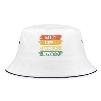 Hiking Mountain Trail Backpacking Outdoors Poaching - Bucket Hat - white/navy - Front