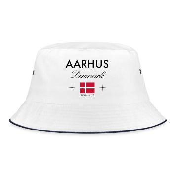Aarhus Denmark Coordinates Travel Souvenir - Bucket Hat - white/navy - Front