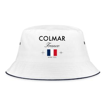 Colmar France Coordinates Travel Souvenir - Bucket Hat - white/navy - Front