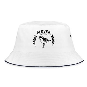 Plover Enthusiast Black Shorebird Birdwatching - Bucket Hat - white/navy - Front