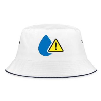 Water Leak Warning Solid Icon Moisture Symbol - Bucket Hat - white/navy - Front