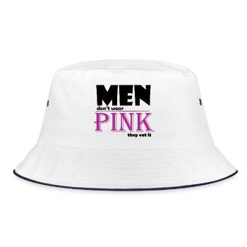 Pink Serif Logo Tee Art - Bucket Hat - white/navy - Front