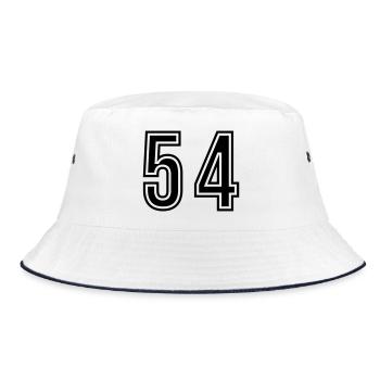 54 Zahl Symbol - Bucket Hat - Weiß/Navy - Vorne