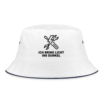 Ich bring Licht ins Dunkel – Elektriker Shirt - Bucket Hat - Weiß/Navy - Vorne