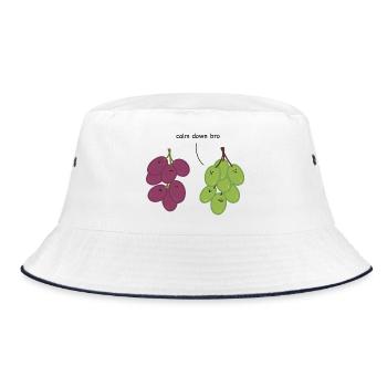 Calm down bro - grapes - Bucket Hat - white/navy - Front