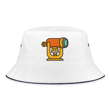 Orange Teleskop Cartoon - Bucket Hat - Weiß/Navy - Vorne