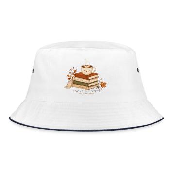 Books and Coffee - Bucket Hat - white/navy - Front