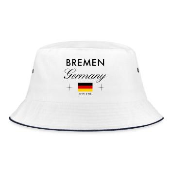 Bremen Deutschland Koordinaten Reise Souvenir - Bucket Hat - Weiß/Navy - Vorne