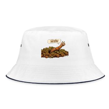 A smiling worm. Earthworm - Bucket Hat - white/navy - Front