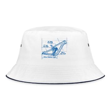 MTB Blueprint: Full-Suspension Frame Tech - Bucket Hat - white/navy - Front