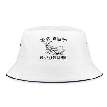 Angeln Da hab ich meine Ruhe Angler im Liegestuhl - Bucket Hat - Weiß/Navy - Vorne