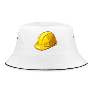 Gelber Schutzhelm - Bucket Hat - Weiß/Navy - Vorne