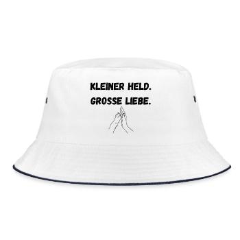 Kleiner Held. Grosse Liebe - Bucket Hat - Weiß/Navy - Vorne