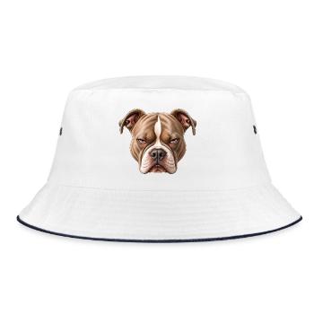 Statement bulldog Kopf  - Bucket Hat - Weiß/Navy - Vorne
