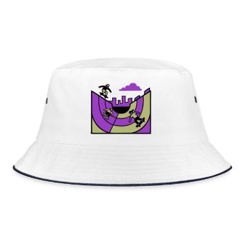 Halfpipe Skatepark Grafik - Bucket Hat - Weiß/Navy - Vorne