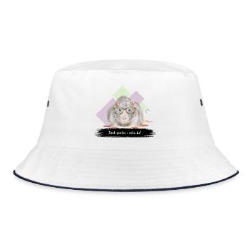 JvG Ratte "Denk positiv, i roz da!" - Bucket Hat - Weiß/Navy - Vorne