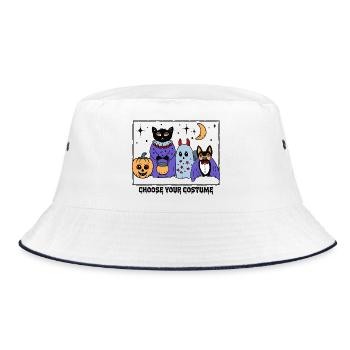 Niedliche Halloween Kostümparty  - Bucket Hat - Weiß/Navy - Vorne