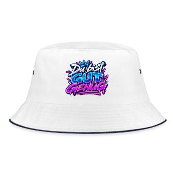 Du bist gut genug  - Bucket Hat - Weiß/Navy - Vorne