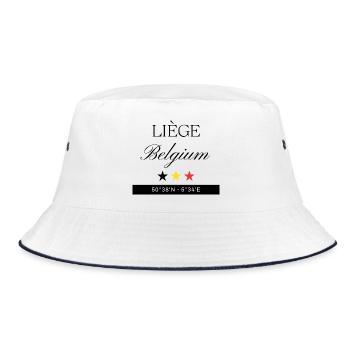 Lüttich Belgien Souvenir – Reise minimalistisch - Bucket Hat - Weiß/Navy - Vorne