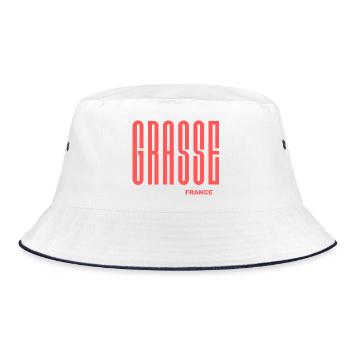 Grasse France Fette Typografie - Bucket Hat - Weiß/Navy - Vorne