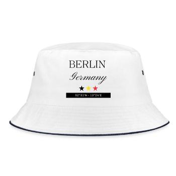 Berlin Deutschland Souvenir – Reise minimalistisch - Bucket Hat - Weiß/Navy - Vorne