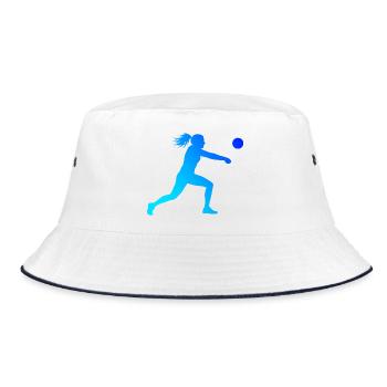 Geschenkidee für eine Ballsportlerin mit Faustball - Bucket Hat - Weiß/Navy - Vorne